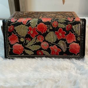 No Brand floral black leather wallet